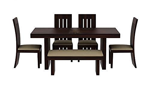 Mordern Solid Sheesham Wood 6 Seater Dining Table Set with Bench and chair
