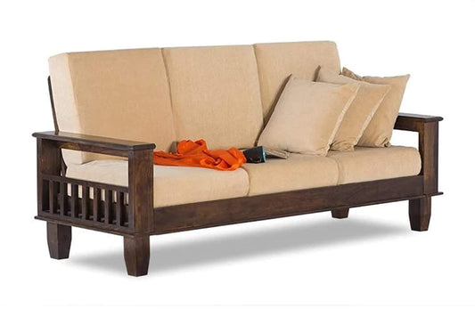 Modern Wooden 3 Seater Sofa Set | Solid Sheesham Wood
