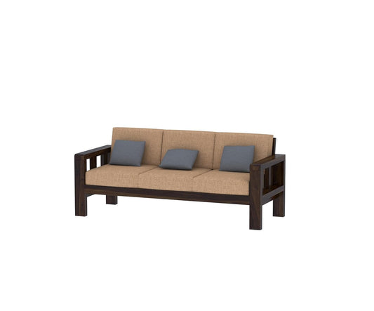 3-Seater Solid Sheesham Wood Sofa Set For Living Room
