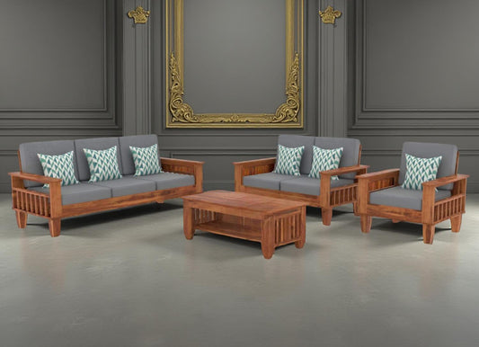 Solid Sheesham Wood Sofa Set 3+2+1 Seater for living room