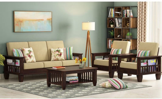 Solid Sheesham Wood Sofa Set (3+1+1) for living room