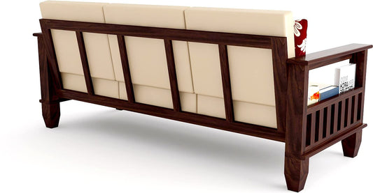 Solid Sheesham Modern Living Room 3 Seater Wooden Sofa