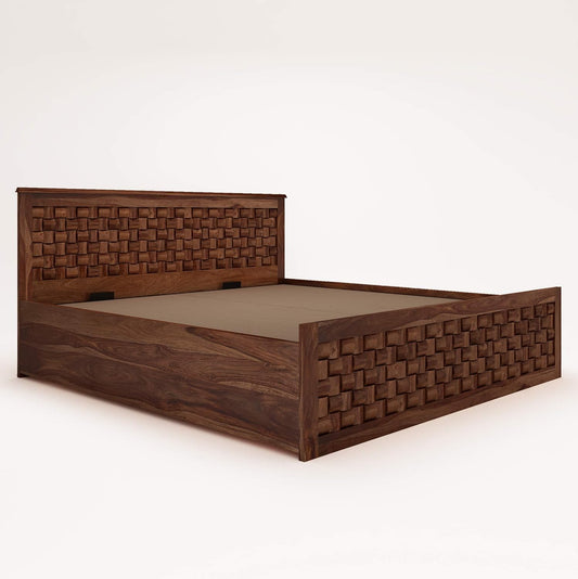 Premium Sheesham Wood Queen Size Bed with Box Storage