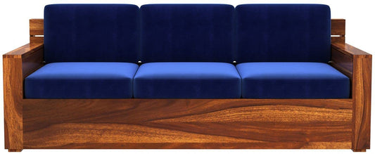 Solid Sheesham Wood Modern 3+1+1 -Seater Wooden Sofa for Living Room