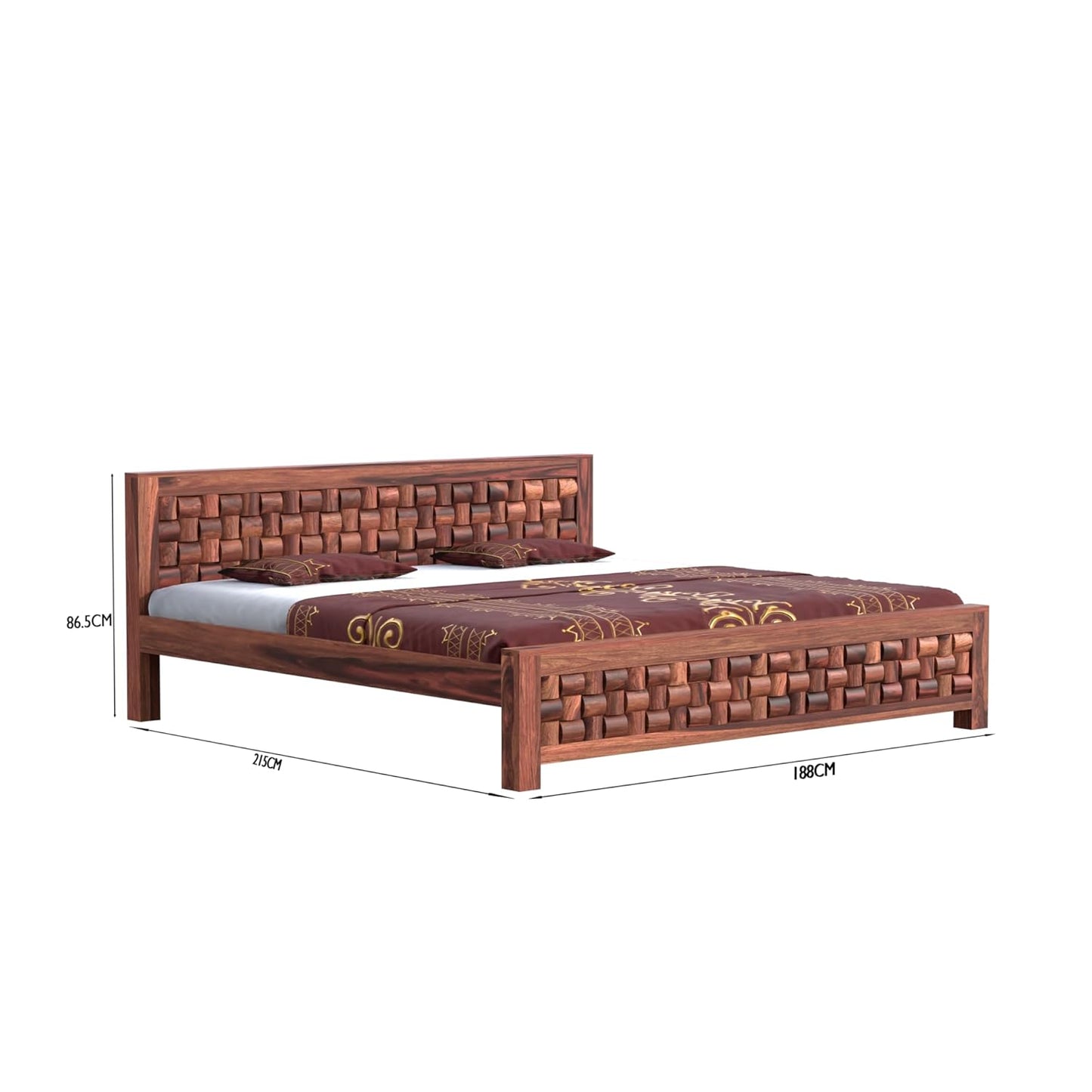 Solid Sheesham Wood King Size Bed Without Storage