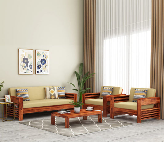 Mordern Solid Sheesham Wood Sofa Set 3+1+1 for living room