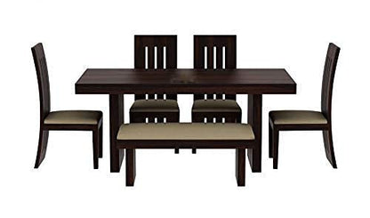 Mordern Solid Sheesham Wood 6 Seater Dining Table Set with Bench and chair