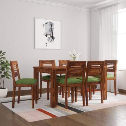 Premium Solid Sheesham Wood 6 Seater Dining Table Set