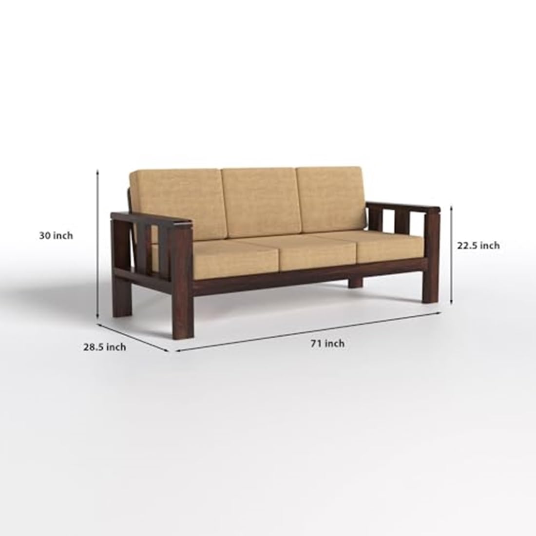 Modern Sheesham Wood Sofa Set (3+2+1) | Stylish Living Room Furniture