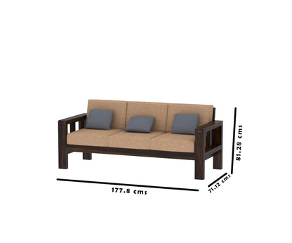 3-Seater Solid Sheesham Wood Sofa Set For Living Room