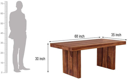 Solid Sheesham Wood 6 Seater Dining Table Set with Curved High Back Chairs