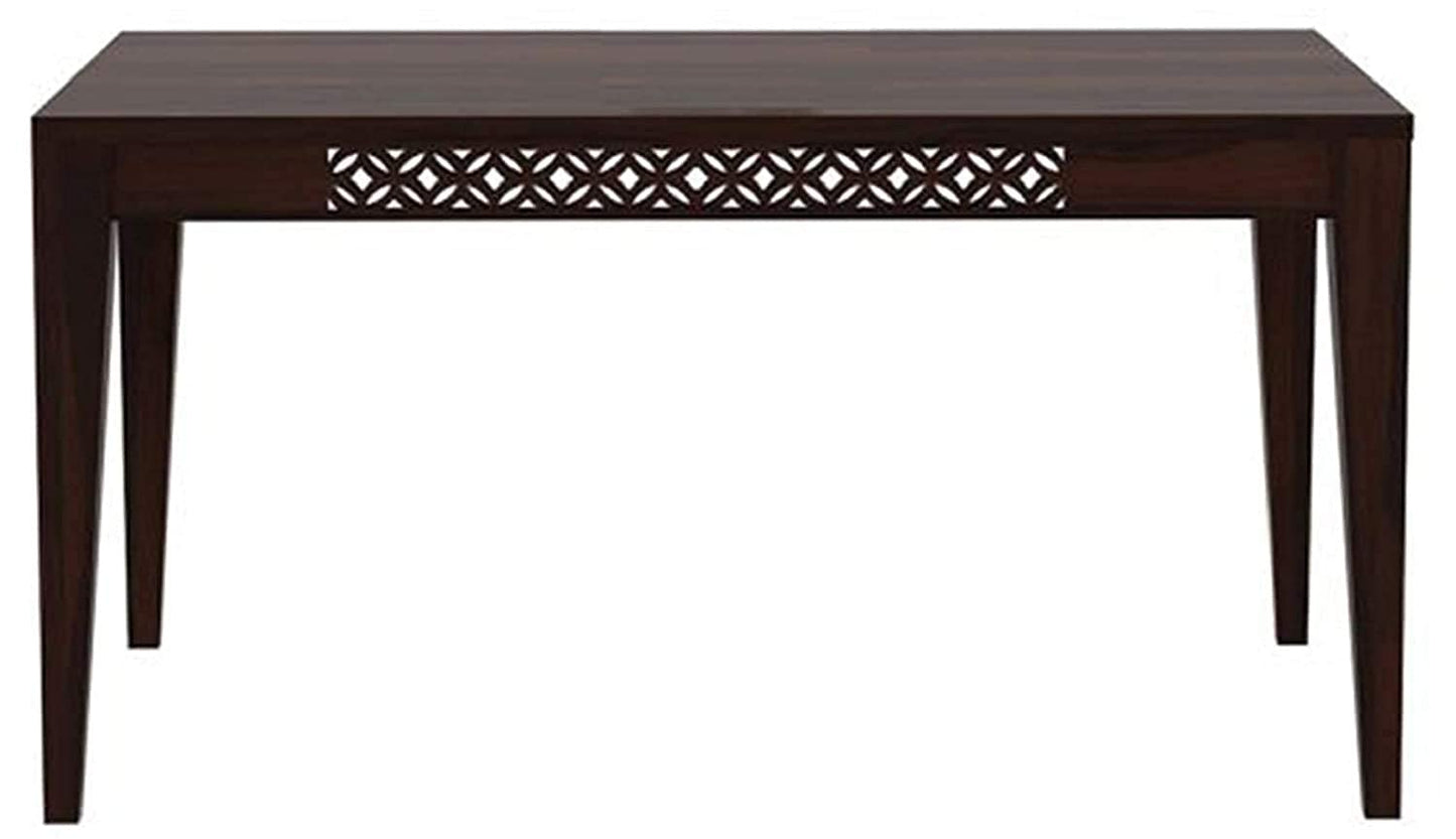 Solid Sheesham Wood 6 Seater Dining Table Set with Bench & Upholstered Chairs