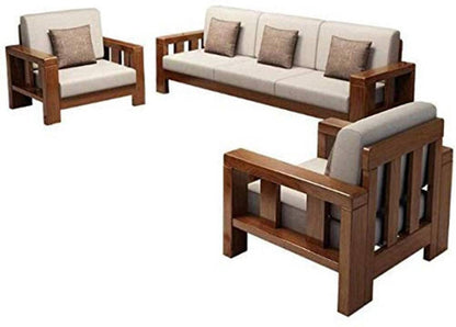 Sheesham Wood Living Room Sofa Set | 3+1+1 Seater Wooden Couch