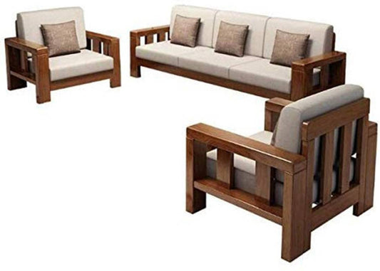 Sheesham Wood Living Room Sofa Set | 3+1+1 Seater Wooden Couch