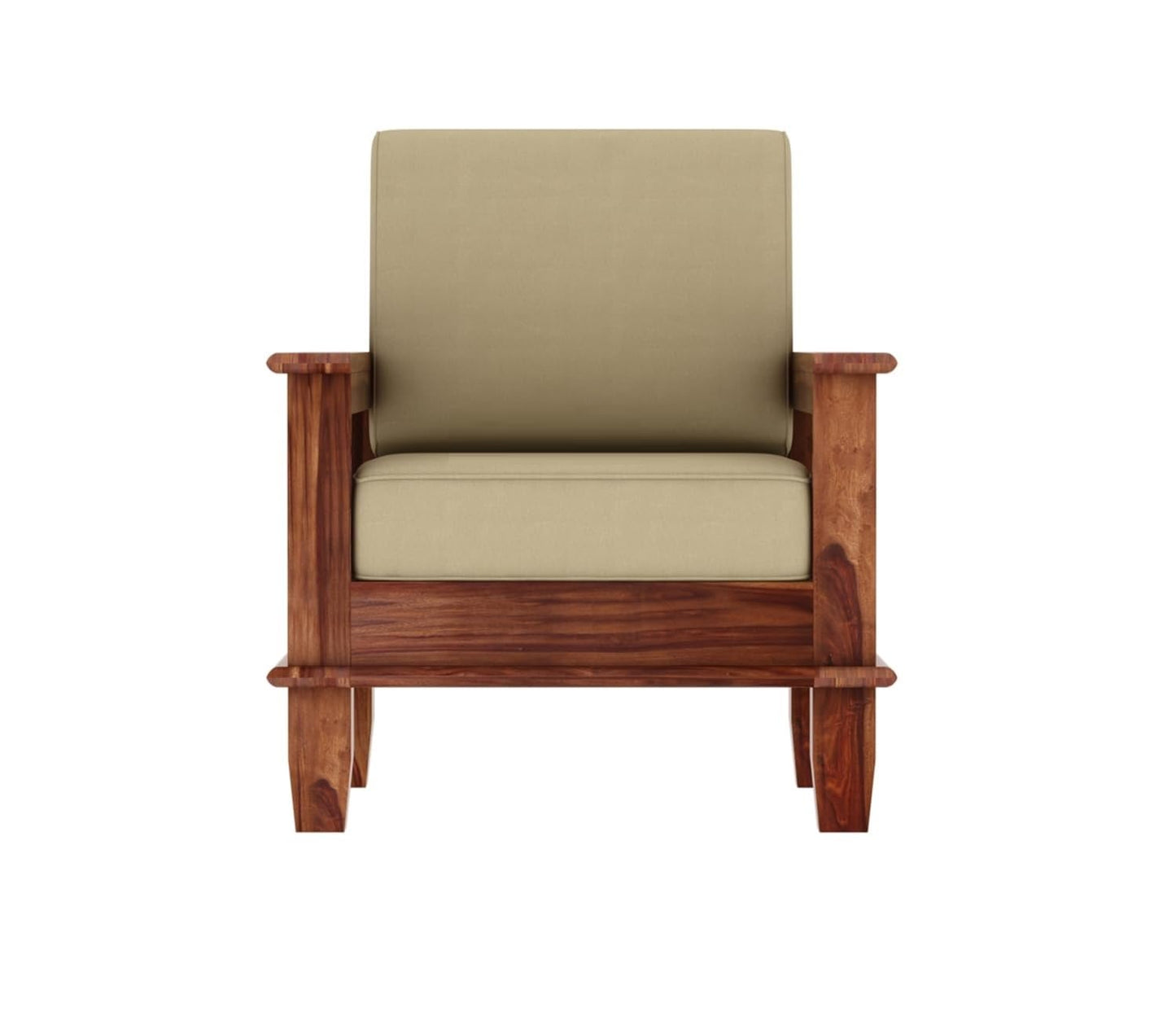 Premium Solid Sheesham Wood Sofa Set (3+1+1) with Storage Armrests