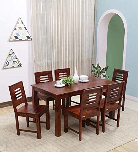 Premium Solid Sheesham Wood 6 Seater Dining Table Set with Chairs