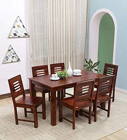 Premium Solid Sheesham Wood 6 Seater Dining Table Set with Chairs