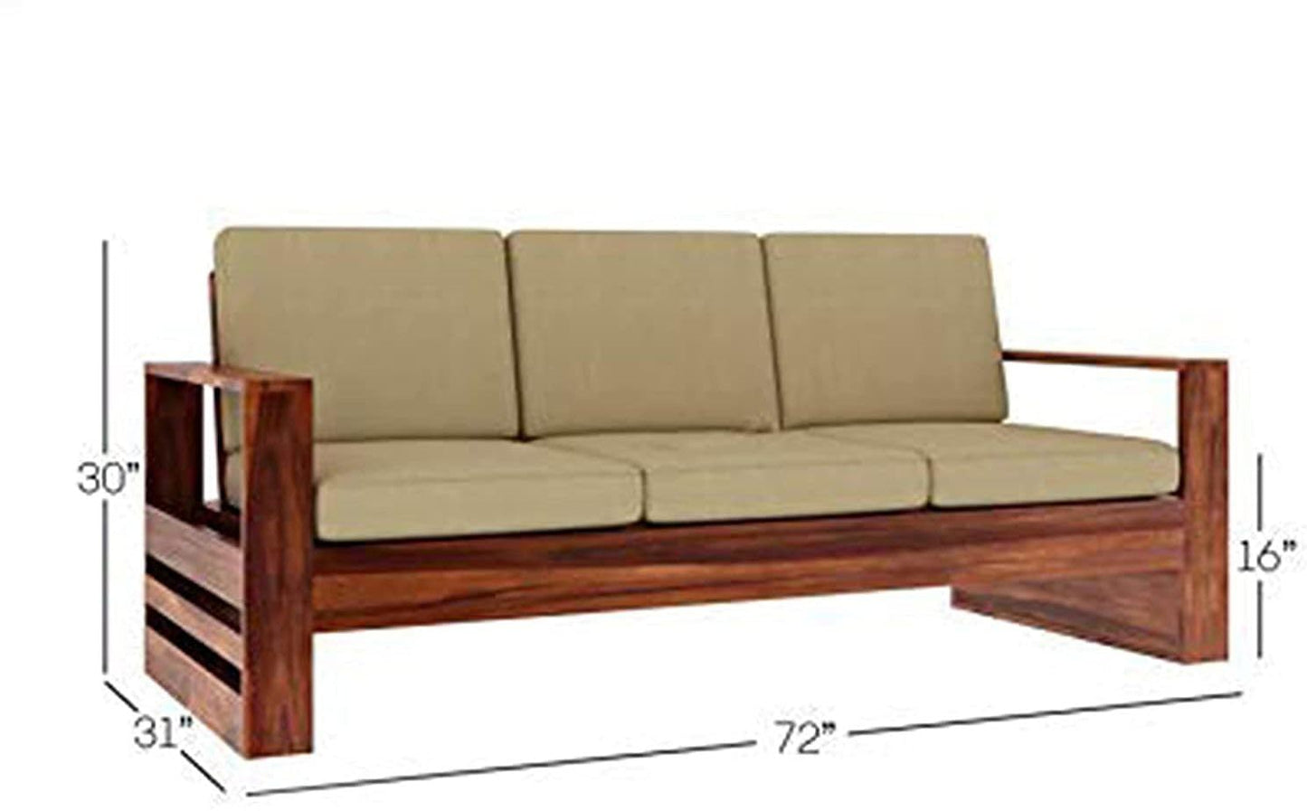 Solid Sheesham Wood Sofa Set 3+1+1 Seater | Modern Wooden Sofa