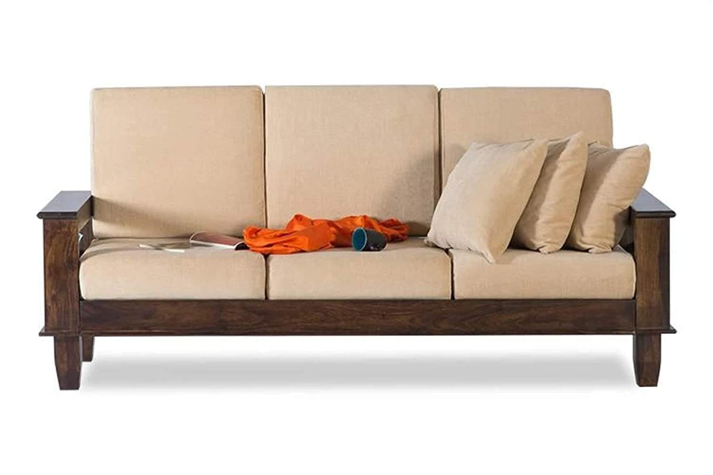 Modern Wooden 3 Seater Sofa Set | Solid Sheesham Wood