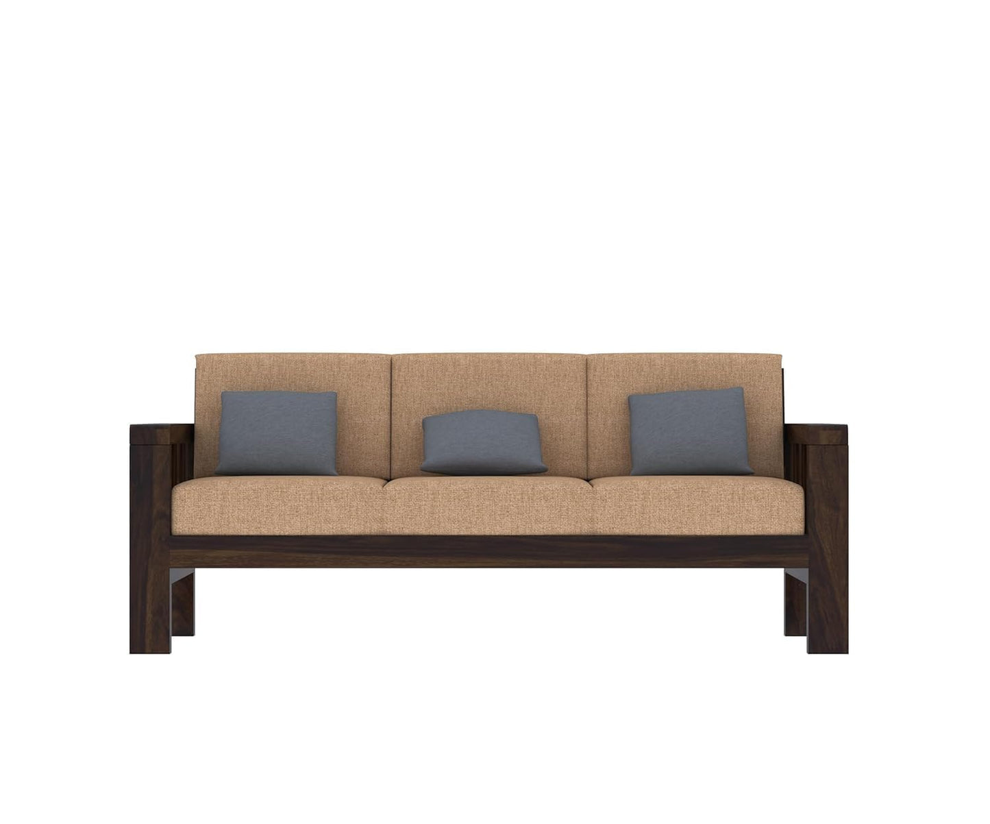 3-Seater Solid Sheesham Wood Sofa Set For Living Room