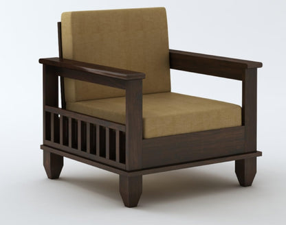 Premium Solid Sheesham Wood Sofa Set (3+1+1) with Storage Armrests