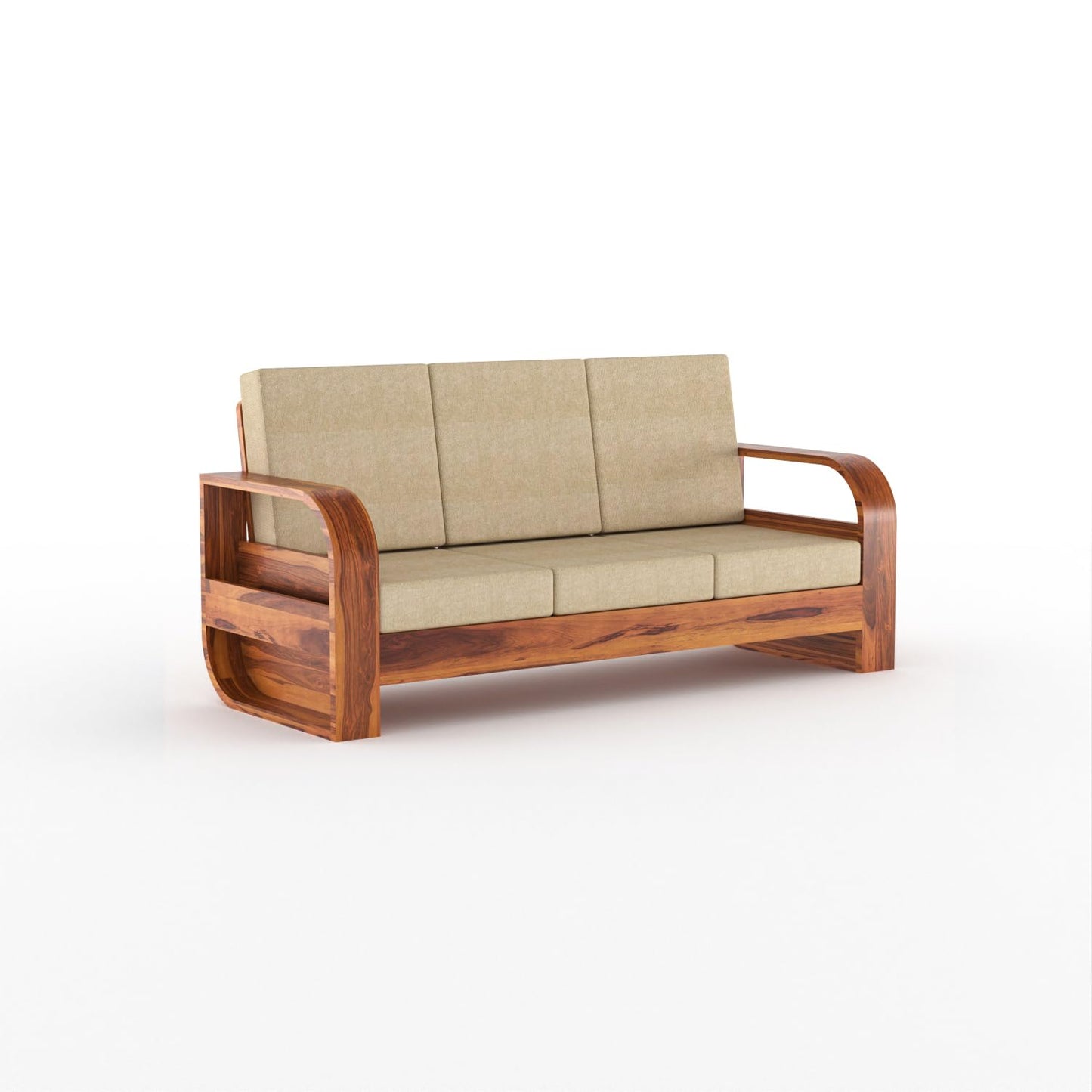 Sheesham Wood Living Room Sofa Set with Storage Armrests ( 3+1+1 )
