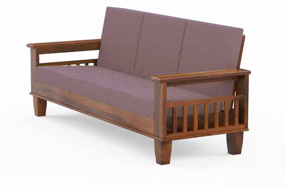 Solid Sheesham Wood Sofa Set 3+1+1 with Magazine Storage Armrest