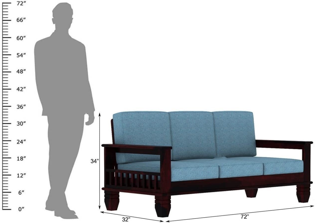 Sheesham Wood Sofa Set for Living Room (3+1+1) with Side Magazine Rack