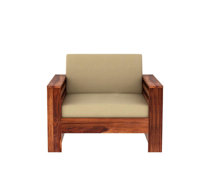 Modern Sheesham Wood 3+1+1 Sofa with Storage Armrest
