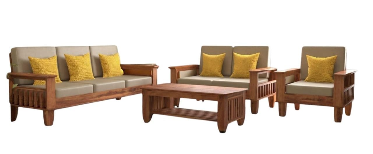 Sheesham Wood Premium Wooden Sofa Set 3+2+1 Seater | Living Room Furniture