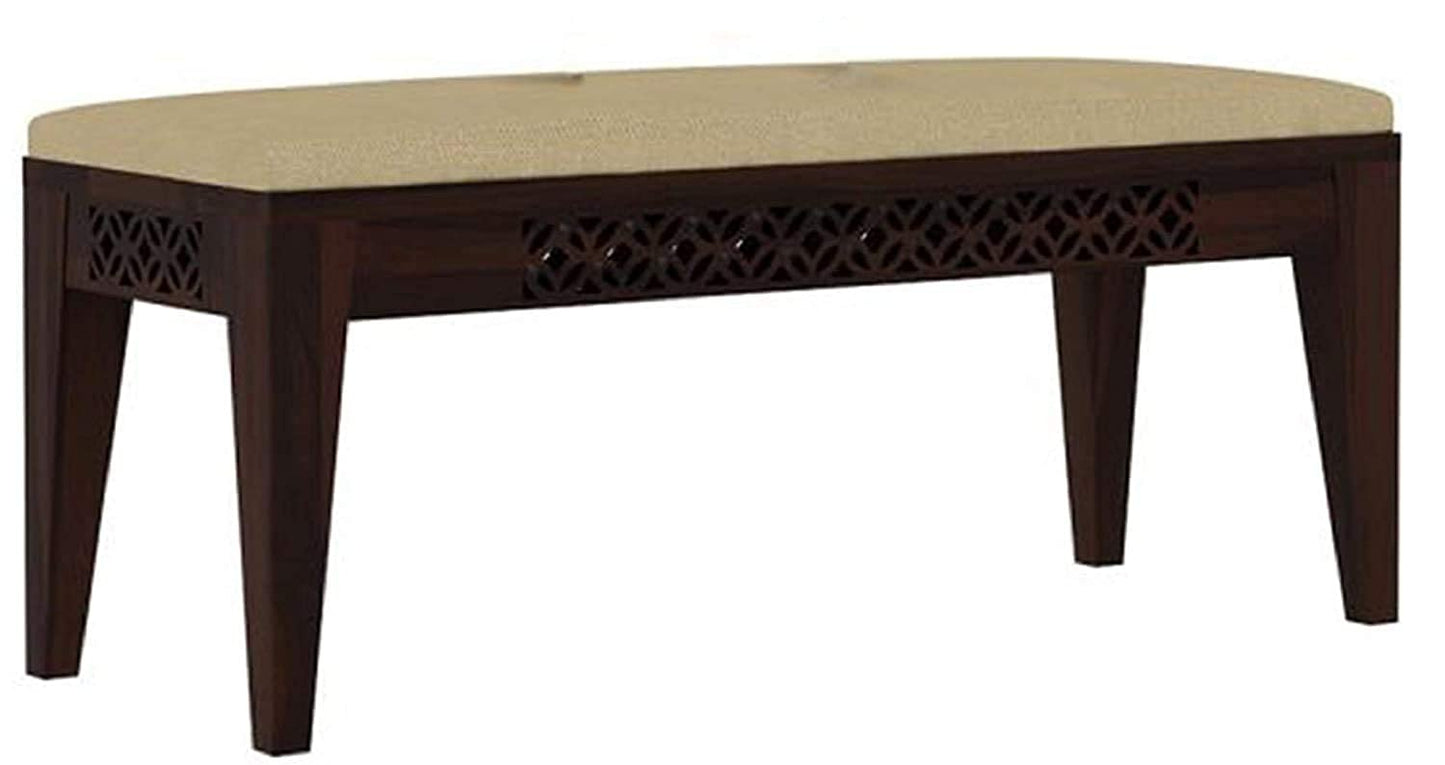 Solid Sheesham Wood 6 Seater Dining Table Set with Bench & Upholstered Chairs
