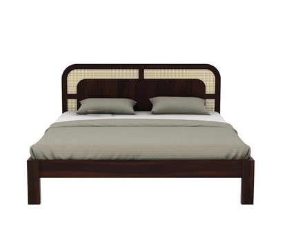 Premium Sheesham Wood queen Size Bed with Cane Headboard