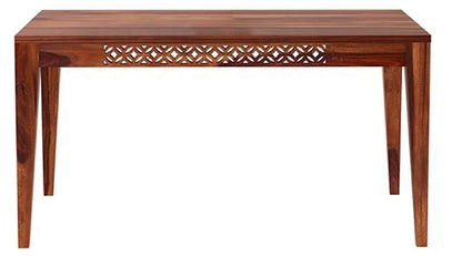 Solid Sheesham Wood 6 Seater Dining Table Set with Bench & Upholstered Chairs