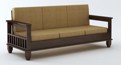 Premium Solid Sheesham Wood Sofa Set (3+1+1) with Storage Armrests
