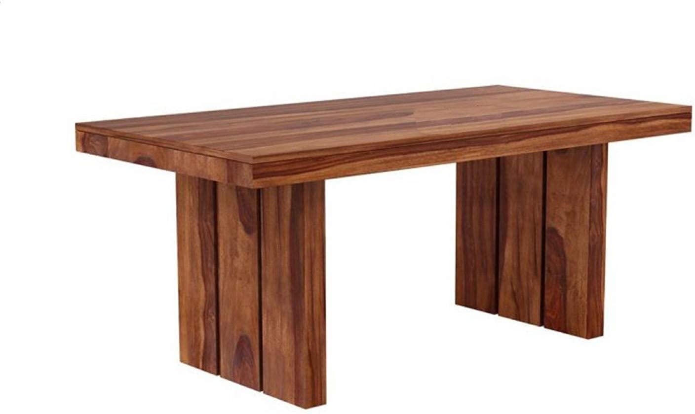 Solid Sheesham Wood 6 Seater Dining Table Set with Curved High Back Chairs