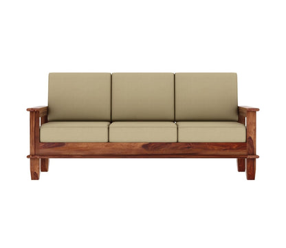 Premium Solid Sheesham Wood Sofa Set (3+1+1) with Storage Armrests
