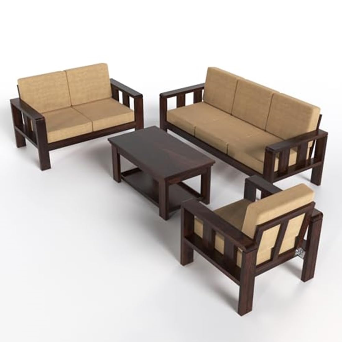 Modern Sheesham Wood Sofa Set (3+2+1) | Stylish Living Room Furniture