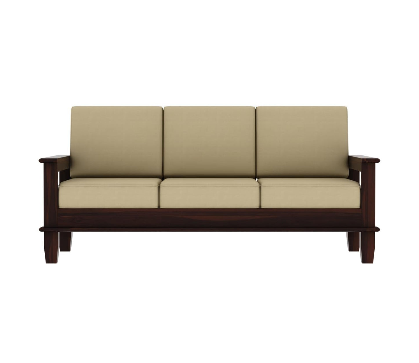 Premium Solid Sheesham Wood Sofa Set (3+1+1) with Storage Armrests