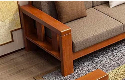 Solid Sheesham Wood 5-Seater(3+1+1) Sofa for Living Room