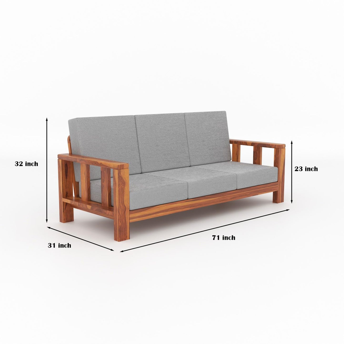 Premium Wooden Sofa Set 5 Seater (3+1+1) | Sheesham Wood