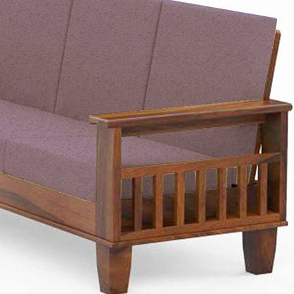 Solid Sheesham Wood Sofa Set 3+1+1 with Magazine Storage Armrest
