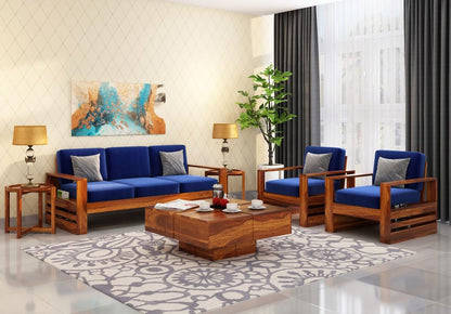 Wooden Sofa Set in Solid Sheesham Wood – 5 Seater ( 3+1+1 )
