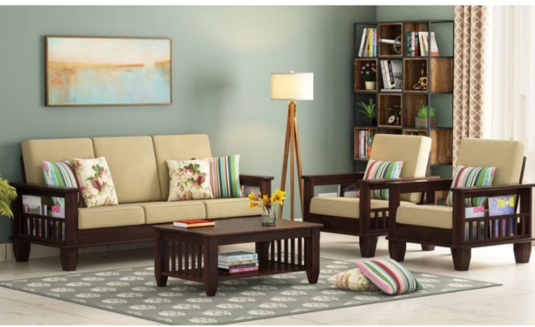 Solid Sheesham Wood Sofa Set (3+1+1) for living room