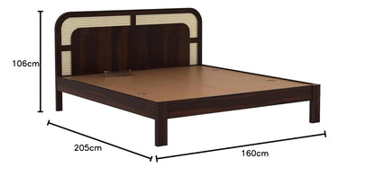 Premium Sheesham Wood queen Size Bed with Cane Headboard