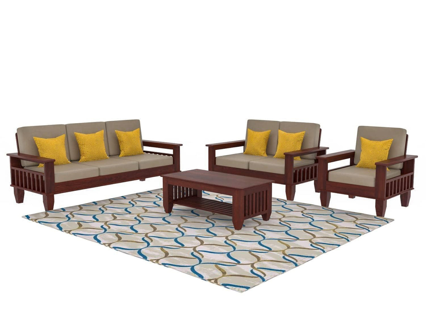 Sheesham Wood Premium Wooden Sofa Set 3+2+1 Seater | Living Room Furniture