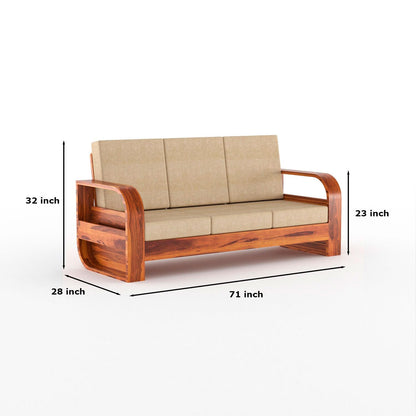 Solid Sheesham wood 3 Seater Wooden Sofa for living room
