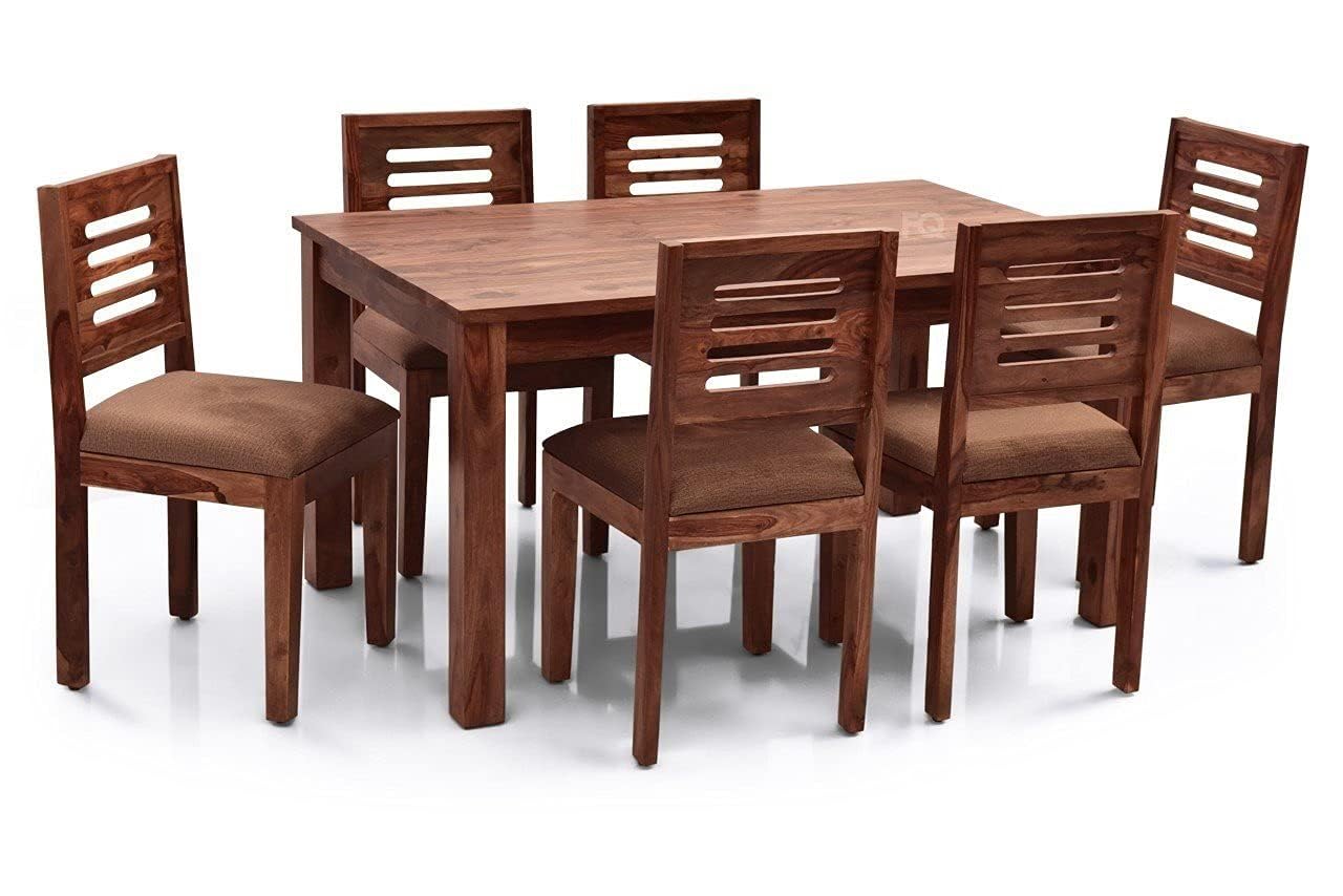 Solid Sheesham Wood 6 Seater Dining Table Set | Wooden Dining Furniture