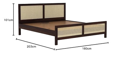 Solid Sheesham Wood queen Size Bed with Cane Headboard & Footboard