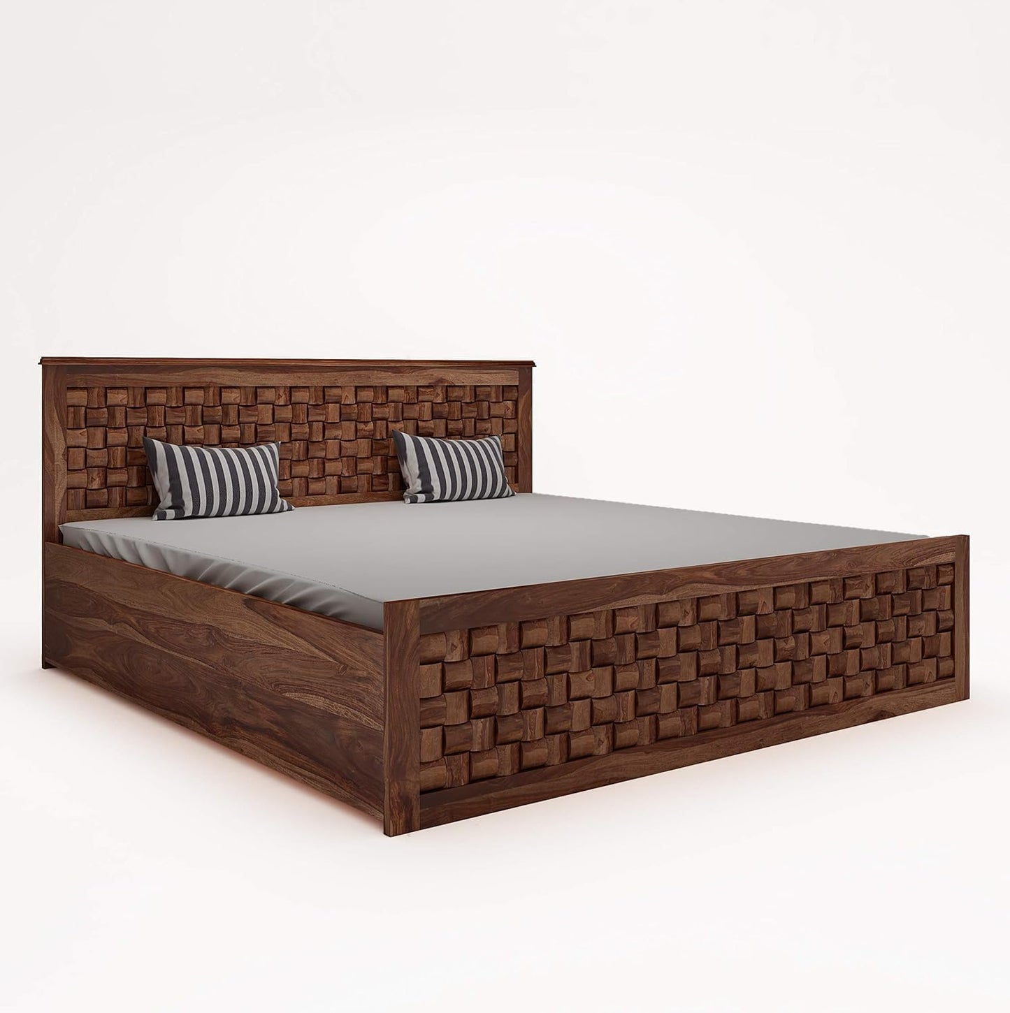 Premium Sheesham Wood Queen Size Bed with Box Storage