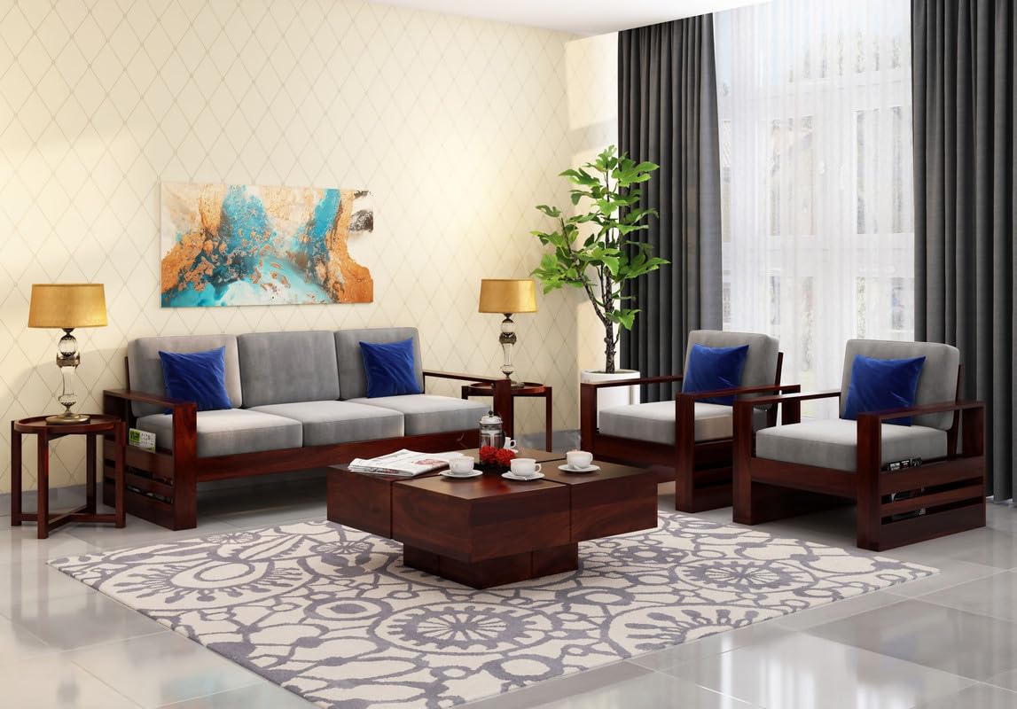 Wooden Sofa Set in Solid Sheesham Wood – 5 Seater ( 3+1+1 )